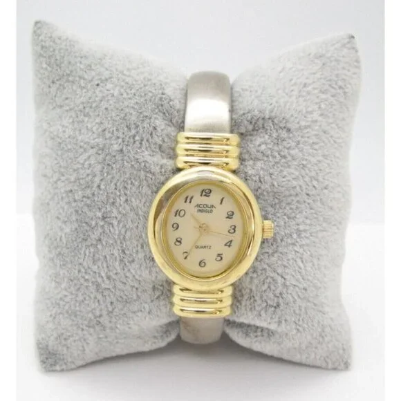 Women's Acqua Indiglo Quartz WR Analog 24mm Dial Causal Cuff Bangle Watch (F281)