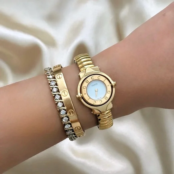 Gucci Gold Toned Ladies Watch with Mother-of-Pearl Dial