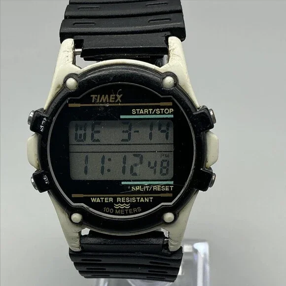 Vintage Timex Atlantis 100 Mens Watch 40mm Digital 100M Indiglo New Battery