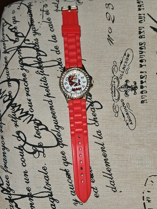 Christmas Santa Red Silicone Watch with Crystal Bezel