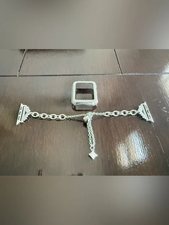 Silver Crystal Apple Watch Connector and Bezel Set - Women's Accessory