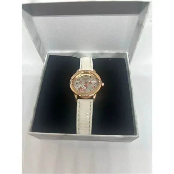 Hello Kitty Pink Watch Rose Gold Tone Crystal Bezel w/ Box NEW