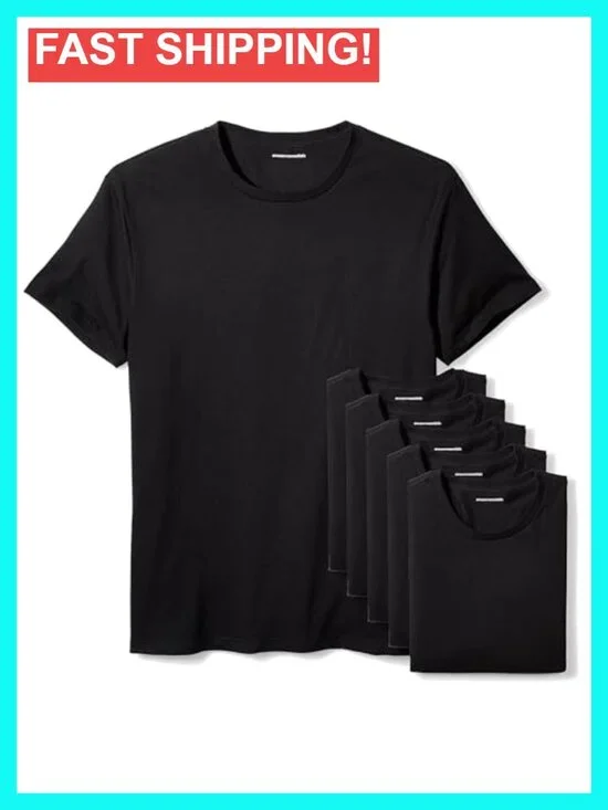 Slim Fit Crewneck Undershirts Pack of 6 Cotton Jersey Men's Underwear