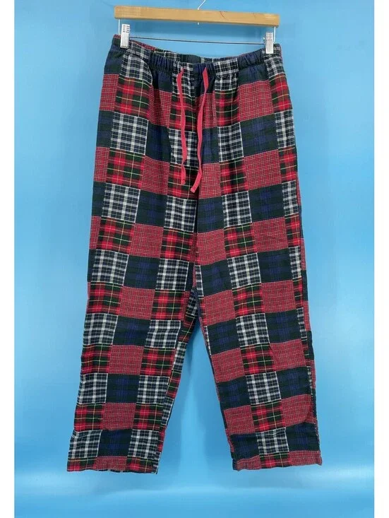 L.L.Bean Men’s Plaid Flannel Pajama Lounge Pants Size M Cotton Patchwork