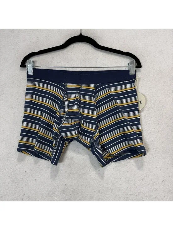 Pact Boxer Briefs Mens Medium Blue Striped Organic Cotton Stretch Underwear