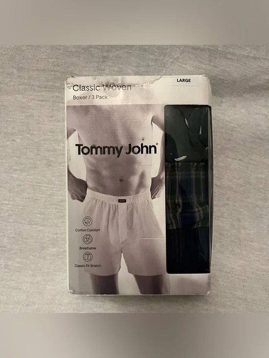 Tommy John Classic Woven Comfort Cotton 3-Pack Boxers - Green / Plaid / Navy