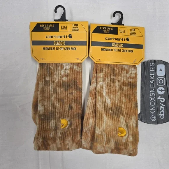 2 Pair Carhartt Classic Midweight Tie-Dye Crew Socks Men's Size Large 9-11.5