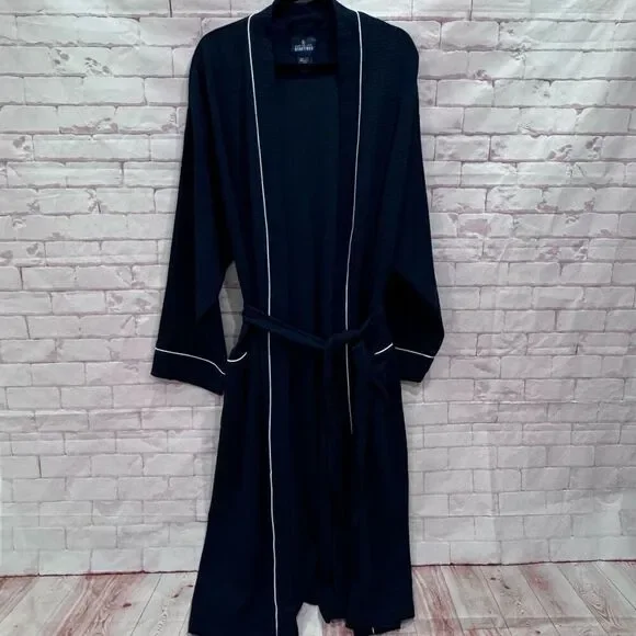 Stanfford men's robe blu‎ and white one size