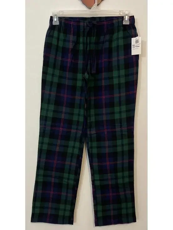 Old Navy Mens Small Green Plaid Elastic-Waist Cotton PJ Lounge Pants NWT! A4691
