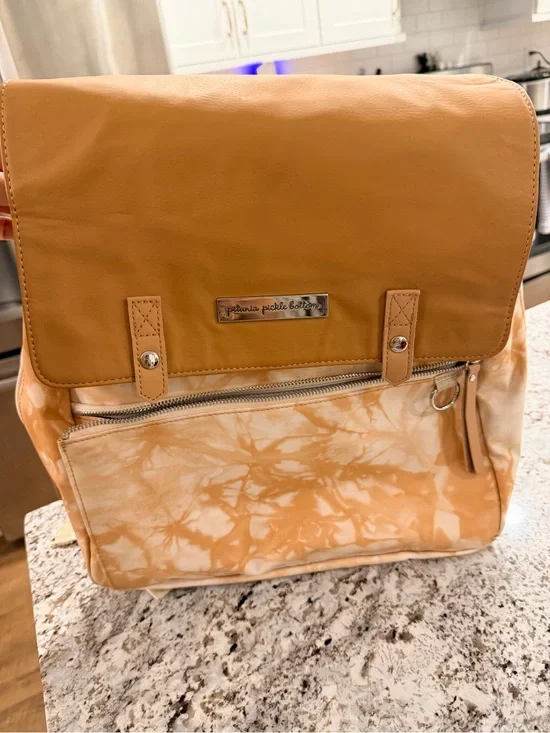 Petunia Pickle Bottom Tan and Cream Tie-Dye diaper bag Backpack