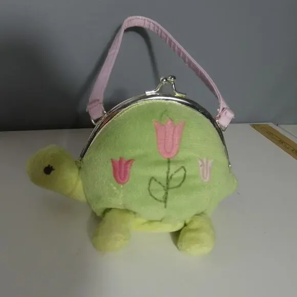 Gymboree 2009 Turtle Plush Clasp Purse 6.5 Inches Handle