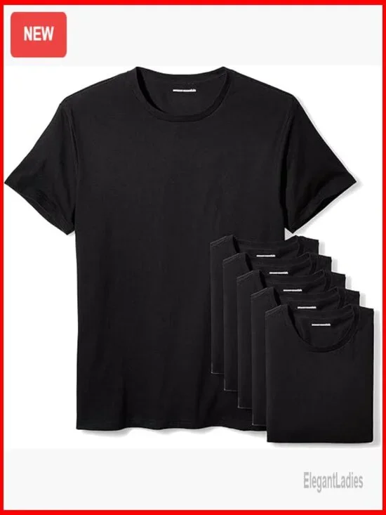 Men's Slim Fit Cotton Crew Neck Undershirt, Short Sleeve
