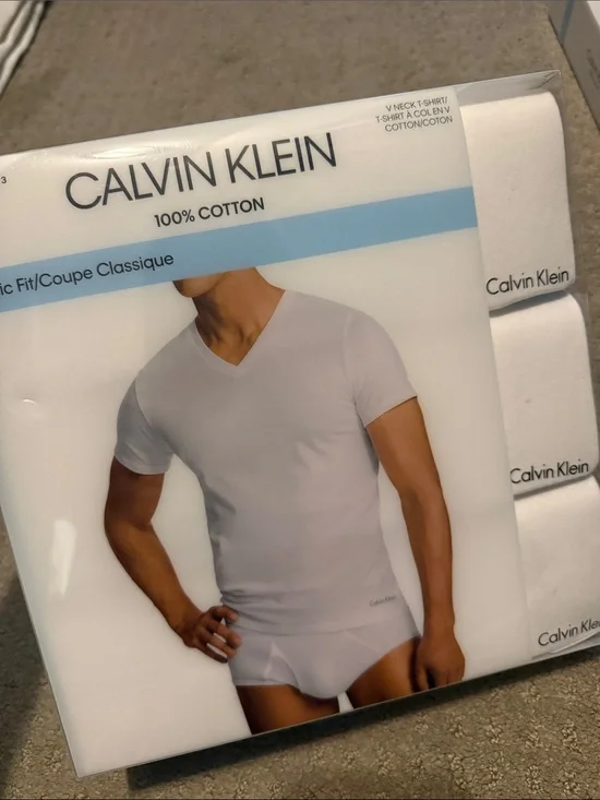 Calvin Klein Men’s White V-Neck Cotton Undershirt 3 pack