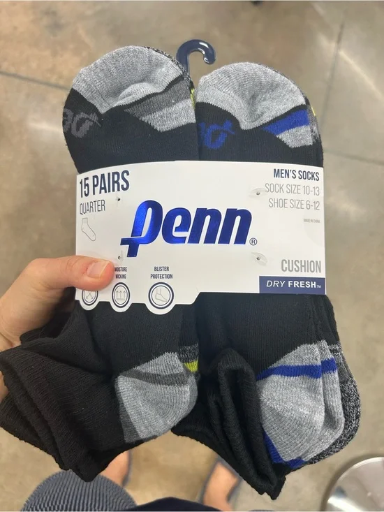 NWT Penn Men's Cushion Quarter Socks  (15 Pairs)