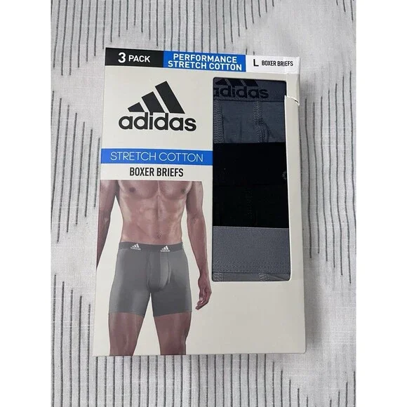 New Men’s Adidas 3 Pack Boxer Briefs Size Large