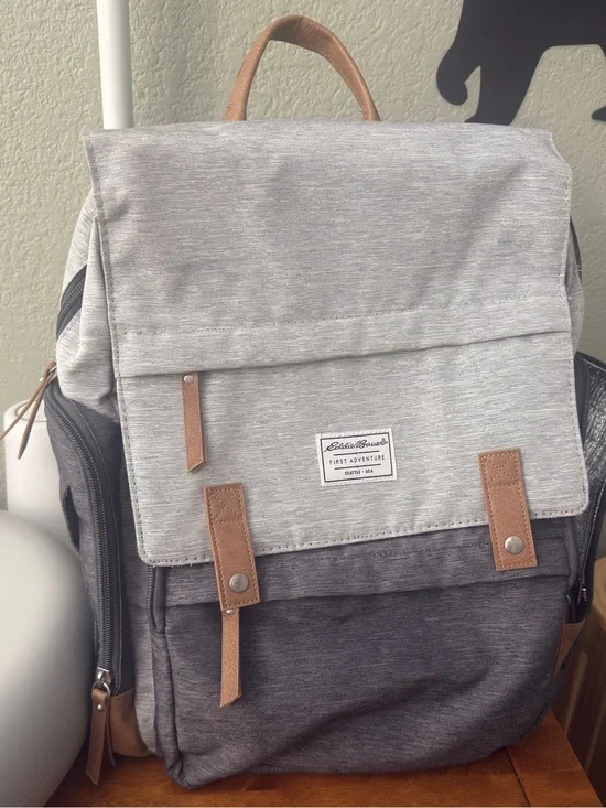 Eddie Bauer Two-Tone Gray Backpack with Tan Accents