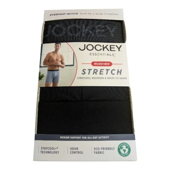 Jockey Boxer Briefs Set Of 3 sz XXL Black Microfiber Stretch