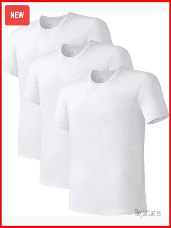 Moisture-Wicking Bamboo Undershirts 3-Pack Slim Fit Long Stay-Tucked