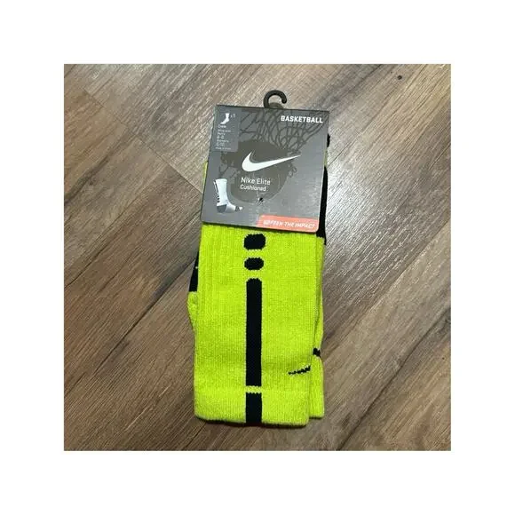 2013 Nike Elite Cushioned Basketball Dri-Fit Volt vintage Crew Socks