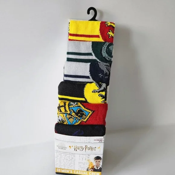 Harry Potter Casual Crew Socks Mens Sz 8-12 NEW 6 Pair Wizarding World