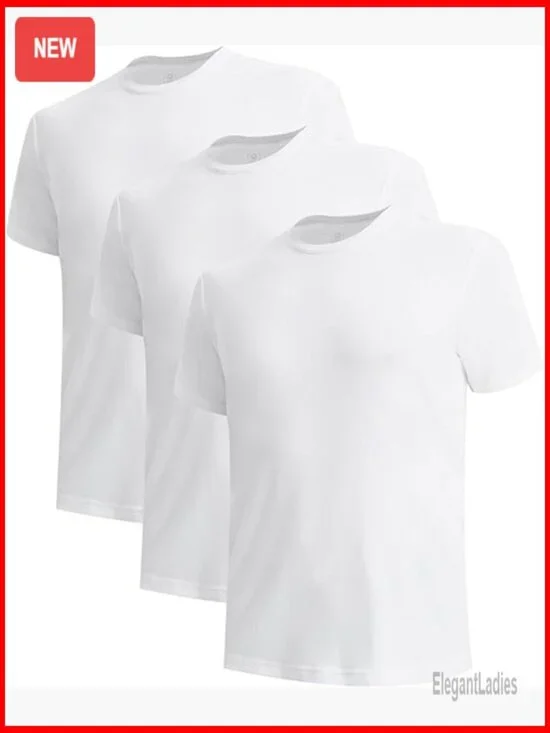 Men's Slim Fit Undershirts 3 Pack, Moisture-Wicking Bamboo Blend Tees