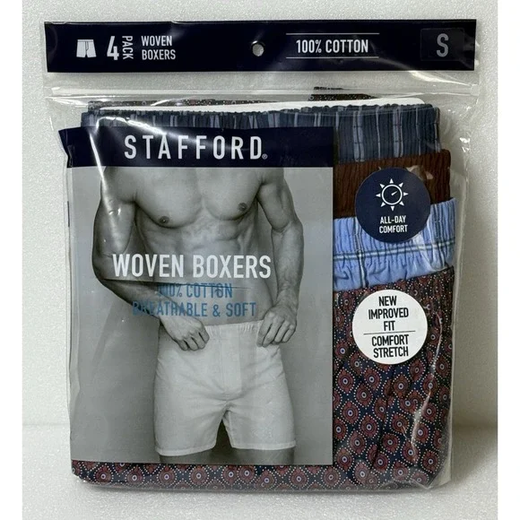 Stafford Woven Boxers Mens Size Small‎ 4 Pack