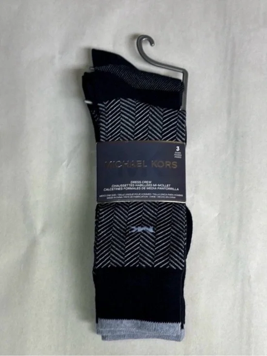New Michael Kors Socks Men’s 3 Pair Black & Blue Dress Crew Sock Business Casual