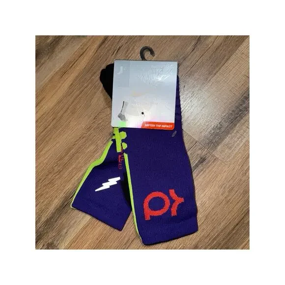 2013 Nike KD Hyper Elite Cushioned Basketball Dri-Fit Purple Green Crew Socks