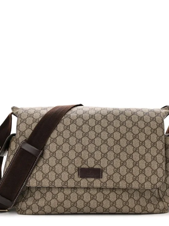 Gucci GG Plus Monogram Messenger Diaper Bag Dark Brown