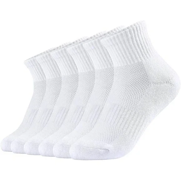 Unbranded White Athletic Ankle Socks 6 Pair Pack Arch Support‎ Cushioned Sole