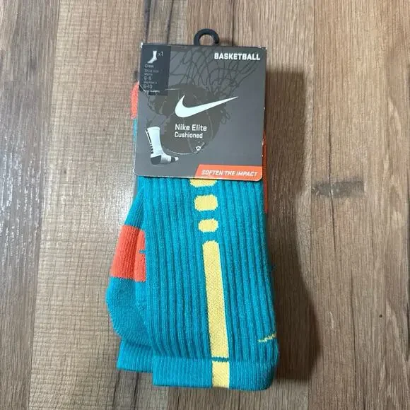 2013 Nike Elite Cushioned Basketball Blue Yellow Vintage SX3692-388 Crew Socks