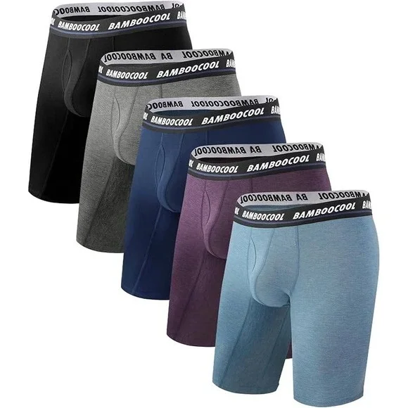 Set of 5 MSRP $58 BAMBOO COOL Men's XL Boxer Briefs Performance Long Leg