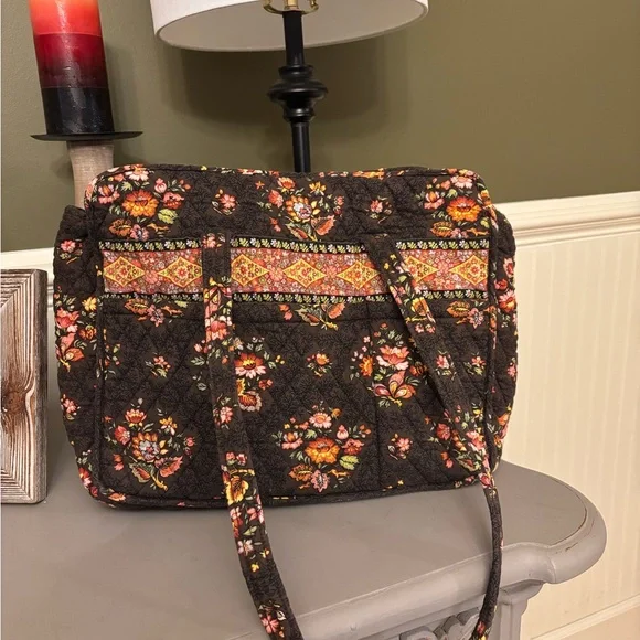 Vera Bradley Vintage Chocolat brown floral Quilted Shoulder Bag