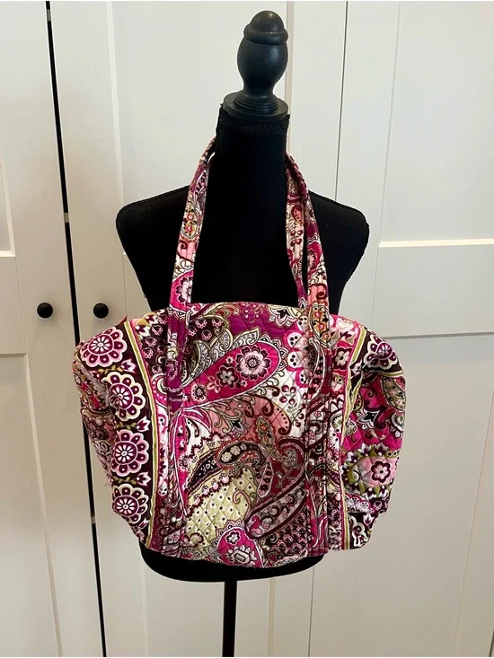 Vera Bradley Quilted Paisley Cotton Diaper Bag in Pink and Earth Tones