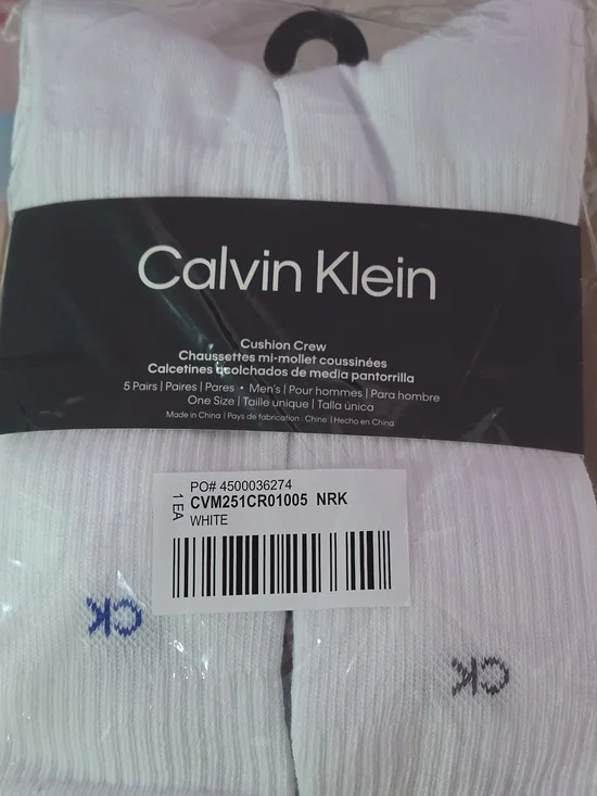 Calvin Klein White Cushioned Crew Socks - 5 Pairs