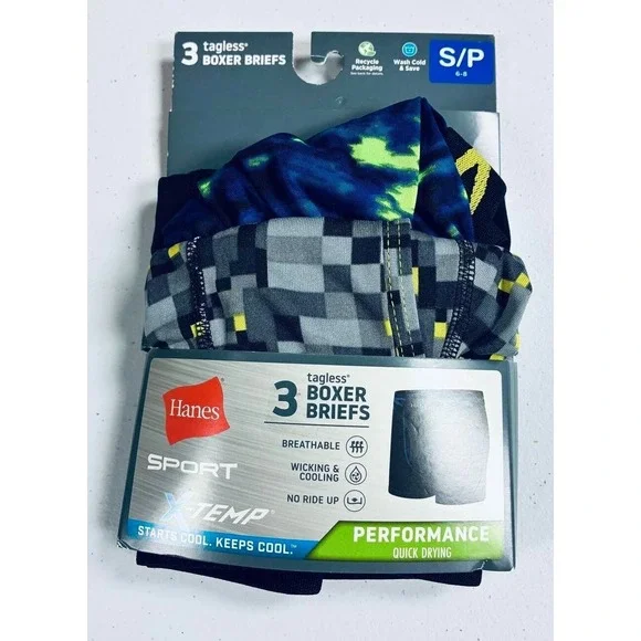Hanes Boys' X-Temp 3-Pack Boxer Briefs Small