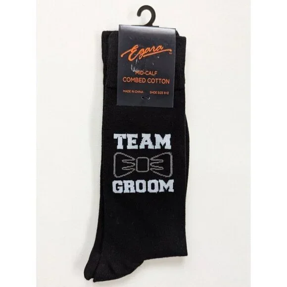 Team Groom Novelty Wedding Black Socks Size 8-12