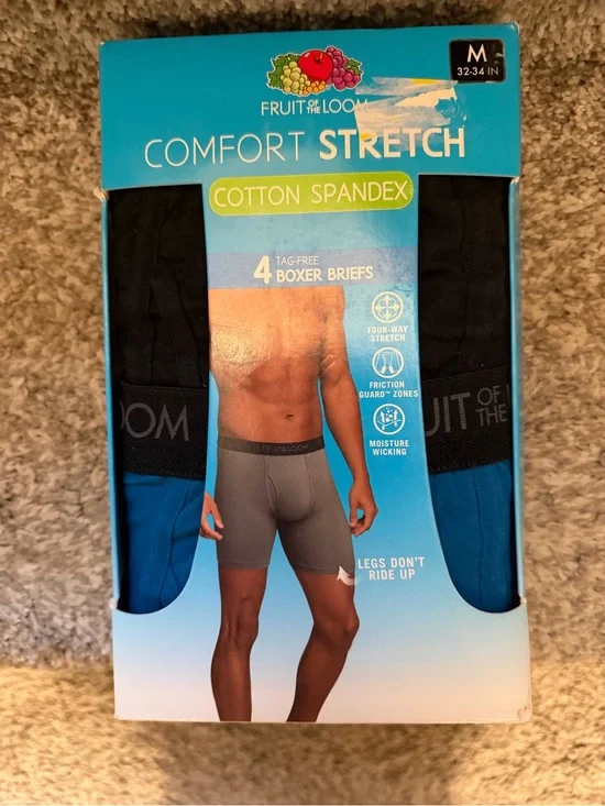 Men’s Cotton Spandex Boxer Briefs- set of 4. BRAND NEW