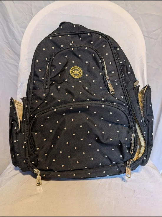 Qimiaobaby Black Polka Dot Baby Bag Backpack