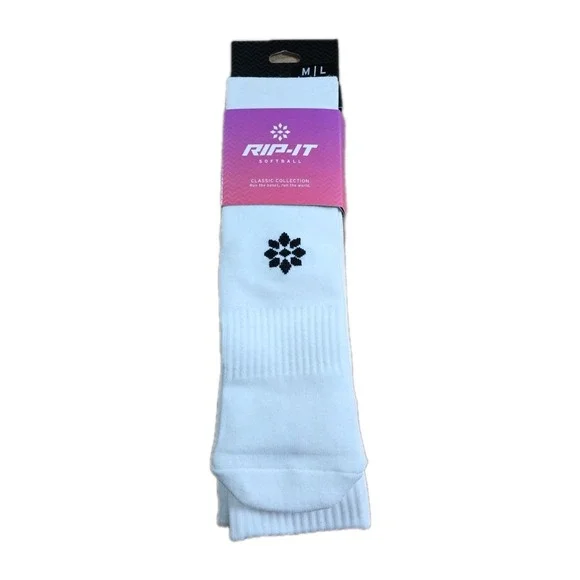 RIP-IT  Over The Knee Softball Socks Classic M/L WHITE NWT‎