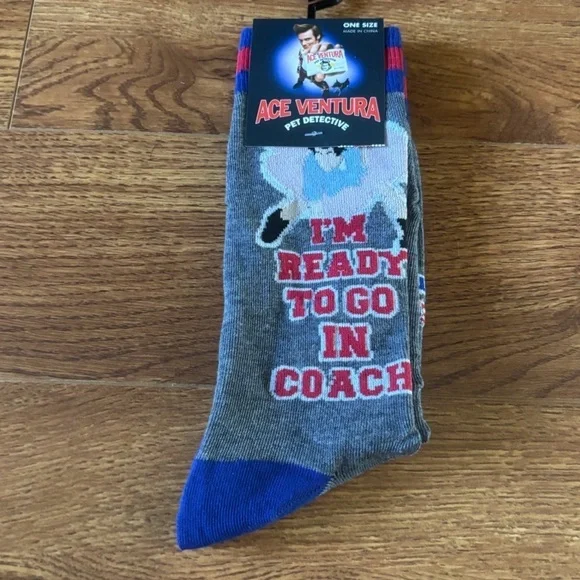 Ace Ventura Pet detective “I’m ready to go in coach” casual crew socks