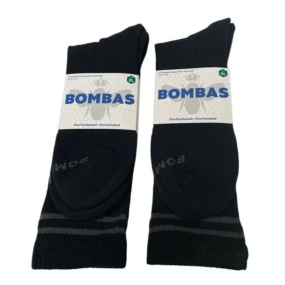 Bombas Men’s‎ Vintage Style Stripe Black Calf Socks Lot Of 2 Size XL