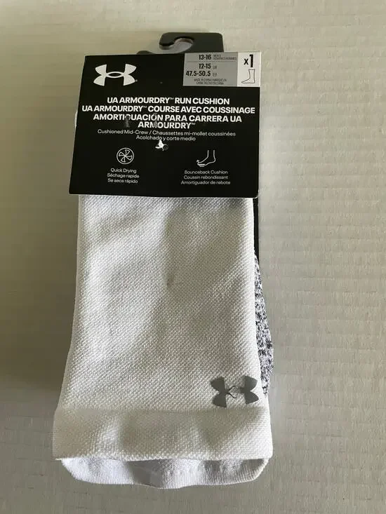 Under Armour Run Cushion Mid Crew Athletic Socks Size XL NEW