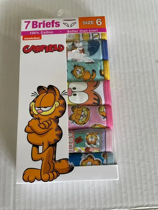 Girls Nickelodeon Garfields 7 pack panties underwear size 6 NWT