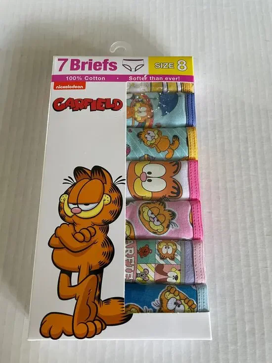 Girls Nickelodeon Garfields 7 pack panties underwear size 8 NWT