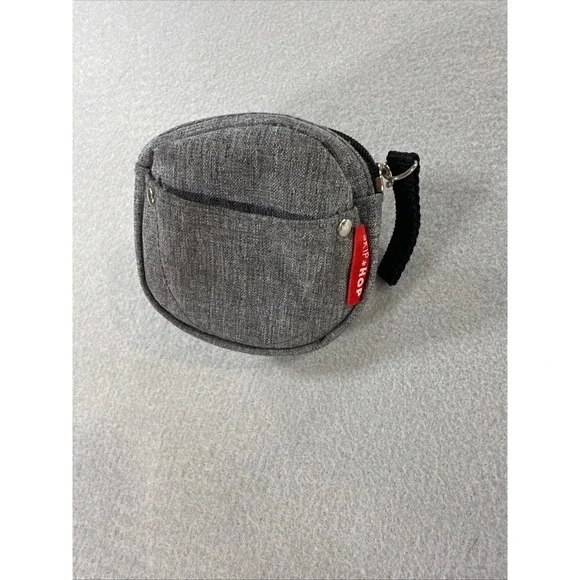 Skip Hop Pacifier Pocket Grey Heathered Accessory Pouch with Snap Strap