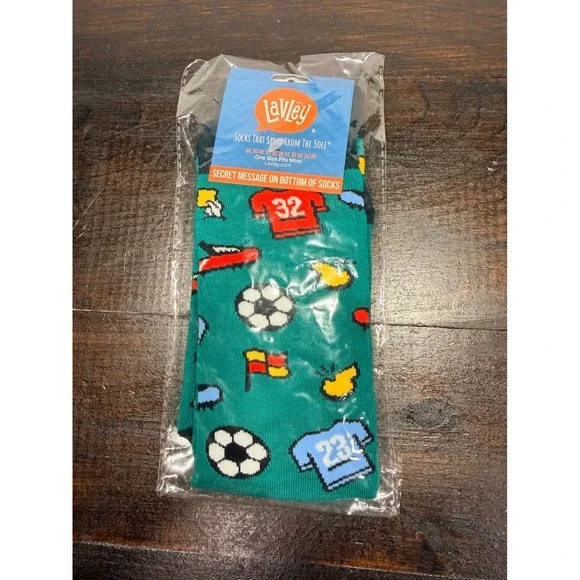 Lavley Mens Soccer Theme Socks One‎ Size Fits Most Green
