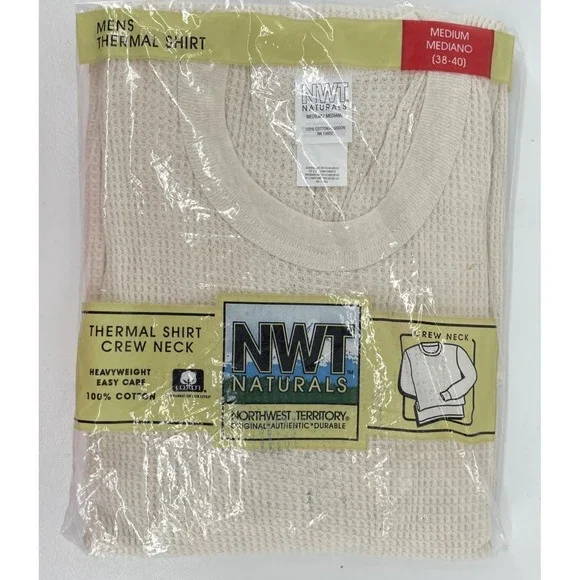 VTG‎ Northwest Territory Shirt Men M Thermal Crew Neck Waffle Knit Cotton Kmart
