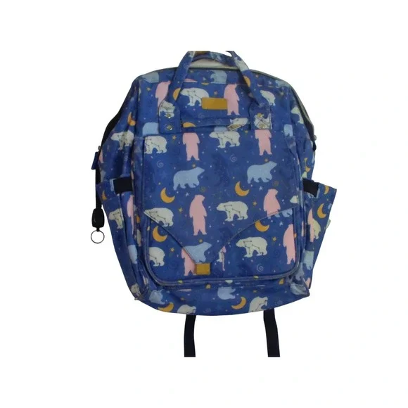 Litbear Celestial Polar Bear Diaper Bag Backpack Blue Constellation‎ Moon