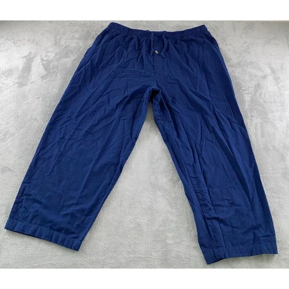 KingSize Mens 3XL Big Navy Blue Cotton Lounge Pajama Pants Elastic Drawstring